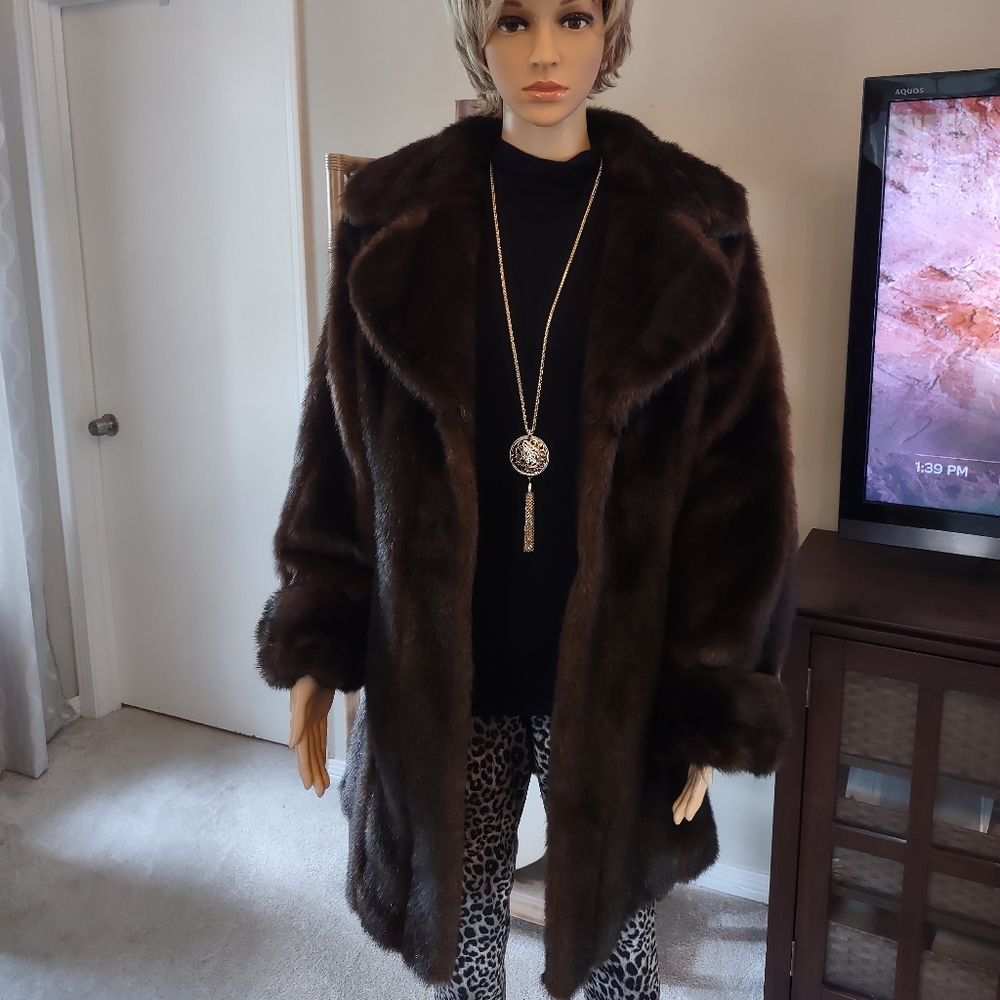 Faux Fur Coat. Small but will fit Medium. Exc. Condition.